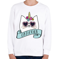 PRINTFASHION Caticorn - Gyerek pulóver - Fehér