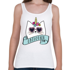 PRINTFASHION Caticorn - Női atléta - Fehér női trikó