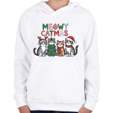 PRINTFASHION Catmas - Gyerek kapucnis pulóver - Fehér gyerek pulóver, kardigán