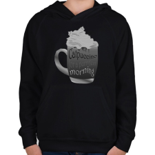 PRINTFASHION catpuccinoBW - Gyerek kapucnis pulóver - Fekete gyerek pulóver, kardigán
