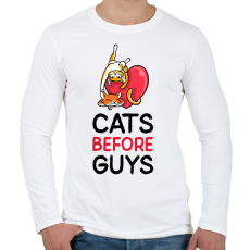 PRINTFASHION Cats Before Guys - Férfi hosszú ujjú póló - Fehér