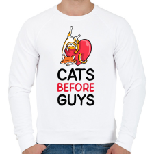 PRINTFASHION Cats Before Guys - Férfi pulóver - Fehér férfi pulóver, kardigán