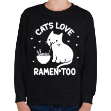 PRINTFASHION Cats love ramen too - Gyerek pulóver - Fekete gyerek pulóver, kardigán