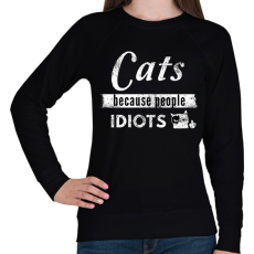PRINTFASHION CATS - Női pulóver - Fekete