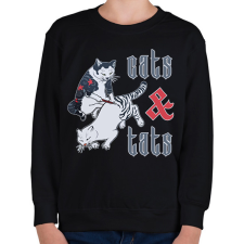 PRINTFASHION Cats & tats - Gyerek pulóver - Fekete gyerek pulóver, kardigán