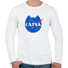 PRINTFASHION CATSA fehérrel - Férfi hosszú ujjú póló - Fehér férfi póló