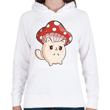 PRINTFASHION CatShroom - Női kapucnis pulóver - Fehér női pulóver, kardigán