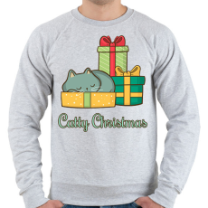 PRINTFASHION Catty Christmas - Férfi pulóver - Sport szürke