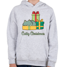 PRINTFASHION Catty Christmas - Gyerek kapucnis pulóver - Sport szürke