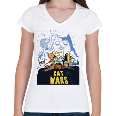 PRINTFASHION CATWARS - Női V-nyakú póló - Fehér