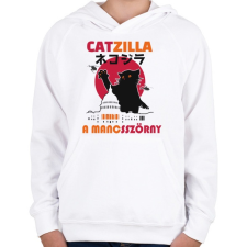 PRINTFASHION Catzilla mancsszörny - Gyerek kapucnis pulóver - Fehér gyerek pulóver, kardigán
