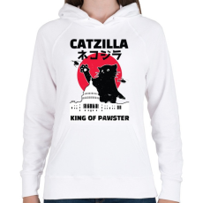 PRINTFASHION Catzilla - Női kapucnis pulóver - Fehér