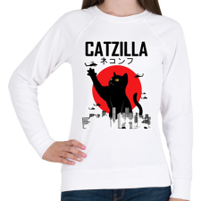 PRINTFASHION Catzilla - Női pulóver - Fehér női pulóver, kardigán