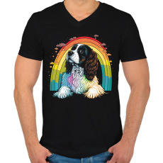 PRINTFASHION Cavalier King Charles spániel - Férfi V-nyakú póló - Fekete