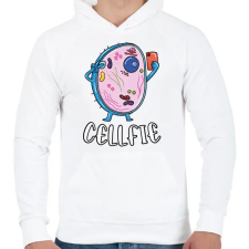 PRINTFASHION Cellfie - Férfi kapucnis pulóver - Fehér férfi pulóver, kardigán