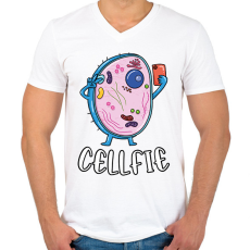 PRINTFASHION Cellfie - Férfi V-nyakú póló - Fehér