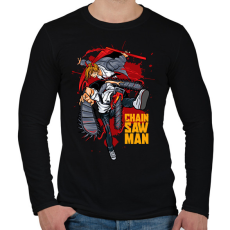PRINTFASHION Chainsaw man - Férfi hosszú ujjú póló - Fekete