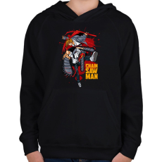 PRINTFASHION Chainsaw man - Gyerek kapucnis pulóver - Fekete