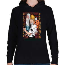 PRINTFASHION Chainsaw man - Női kapucnis pulóver - Fekete