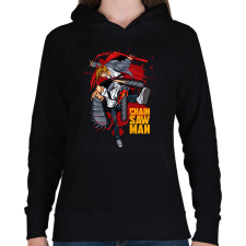 PRINTFASHION Chainsaw man - Női kapucnis pulóver - Fekete női pulóver, kardigán