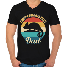 PRINTFASHION Chameleon Dad - Férfi V-nyakú póló - Fekete férfi póló