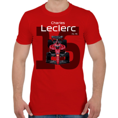 PRINTFASHION Charles Leclerc 16 autóversenyző - fehér felirat - Férfi póló - Piros