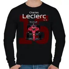 PRINTFASHION Charles Leclerc 16 autóversenyző - fehér felirat - Férfi pulóver - Fekete férfi pulóver, kardigán