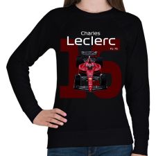 PRINTFASHION Charles Leclerc 16 autóversenyző - fehér felirat - Női pulóver - Fekete női pulóver, kardigán