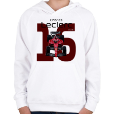 PRINTFASHION Charles Leclerc 16 autóversenyző - fekete felirat - Gyerek kapucnis pulóver - Fehér gyerek pulóver, kardigán
