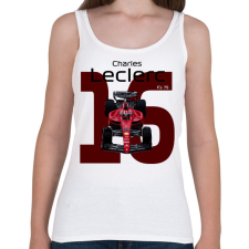 PRINTFASHION Charles Leclerc 16 autóversenyző - fekete felirat - Női atléta - Fehér női trikó