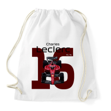 PRINTFASHION Charles Leclerc 16 autóversenyző - fekete felirat - Sportzsák, Tornazsák - Fehér tornazsák