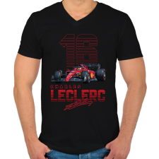 PRINTFASHION Charles Leclerc - Férfi V-nyakú póló - Fekete férfi póló