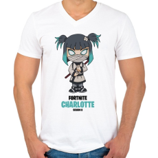 PRINTFASHION Charlotte - Fortnite Season 8 - Férfi V-nyakú póló - Fehér