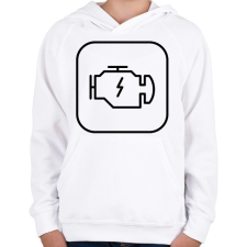 PRINTFASHION Check Engine - Gyerek kapucnis pulóver - Fehér gyerek pulóver, kardigán
