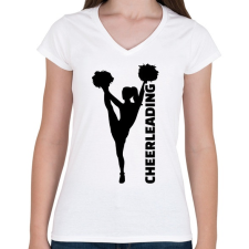 PRINTFASHION Cheerleading - Női V-nyakú póló - Fehér női póló