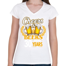 PRINTFASHION Cheers & Beers - 30 - Női V-nyakú póló - Fehér