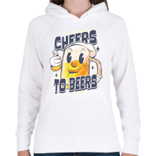 PRINTFASHION Cheers to beers - Női kapucnis pulóver - Fehér női pulóver, kardigán