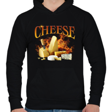 PRINTFASHION Cheese - Férfi kapucnis pulóver - Fekete férfi pulóver, kardigán