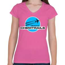 PRINTFASHION CHEMTRAILS - Női V-nyakú póló - Rózsaszín