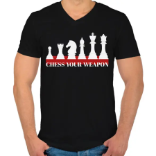 PRINTFASHION Chess your weapon - Férfi V-nyakú póló - Fekete férfi póló