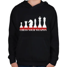 PRINTFASHION Chess your weapon - Gyerek kapucnis pulóver - Fekete gyerek pulóver, kardigán