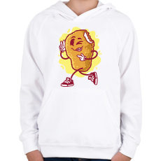 PRINTFASHION Chicken nuggets - Gyerek kapucnis pulóver - Fehér