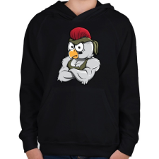 PRINTFASHION Chicken Rambo - Gyerek kapucnis pulóver - Fekete gyerek pulóver, kardigán
