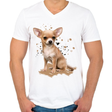 PRINTFASHION Chihuahua - Férfi V-nyakú póló - Fehér