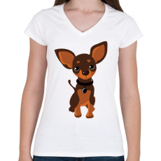 PRINTFASHION Chihuahua - Női V-nyakú póló - Fehér
