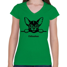 PRINTFASHION Chihuahua - Női V-nyakú póló - Zöld