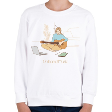 PRINTFASHION Chill and Music - Gitáros minta - Gyerek pulóver - Fehér gyerek pulóver, kardigán