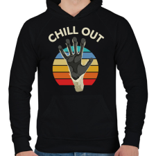 PRINTFASHION CHILL OUT - Nyugodj meg - vicces feliratos minta - Férfi kapucnis pulóver - Fekete férfi pulóver, kardigán
