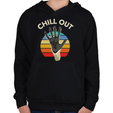 PRINTFASHION CHILL OUT - Nyugodj meg - vicces feliratos minta - Gyerek kapucnis pulóver - Fekete