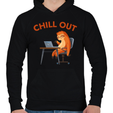 PRINTFASHION CHILL OUT - vicces lajhár - Férfi kapucnis pulóver - Fekete